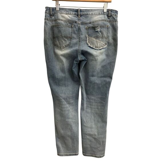 Y2K Juliette patchwork slim boyfriend distressed jeans size 10 - Picture 2 of 9